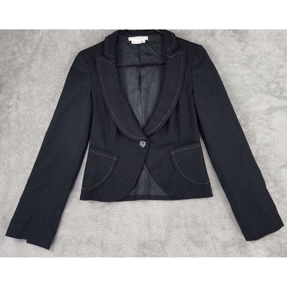 To The Max Jacket Womens XS Black Stitch One Button Long Sleeve Y2K Blazer